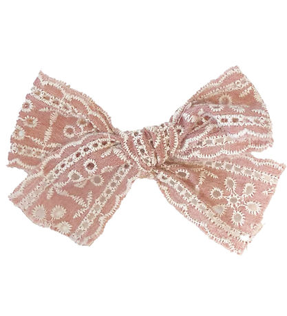 By Stær Hair Clip w. Bow - Franka - 9x4.5 cm - Pink Embroidery A