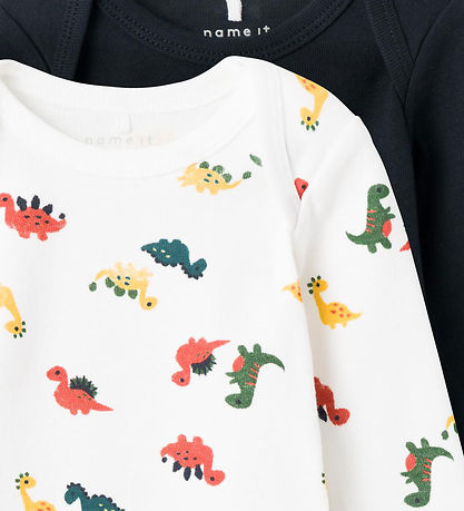 Name It Bodysuit l/s - NbmBody - 2-Pack - Dino/Bright White