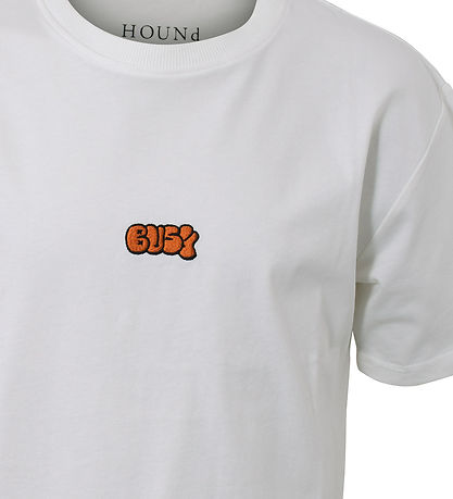 Hound T-shirt - Off White w. Embroidery