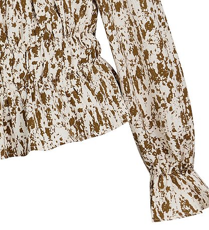 Grunt Blouse - Cropped - Ponte Off Shoulder - Cream/Light Brown Grunt Blouse - Cropped - Ponte Off Shoulder - Cream/Light Brown