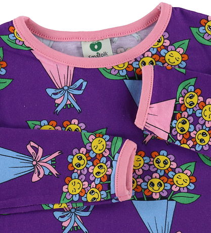 Småfolk Kleid - Purple Heart m. Blumensträuße