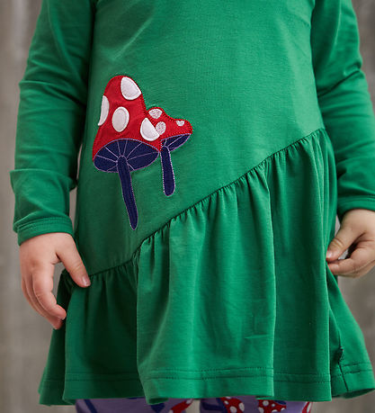 Freds World Dress - Mushroom - Earth Green w. Red