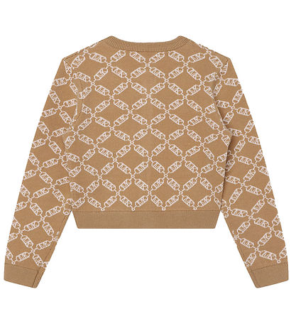 Michael Kors Cardigan - Cropped - Knitted - Dark Stone/White w. 