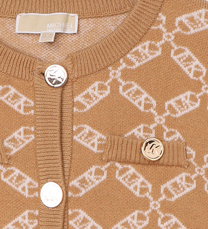 Michael Kors Cardigan - Cropped - Knitted - Dark Stone/White w. 