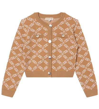 Michael Kors Cardigan - Cropped - Knitted - Dark Stone/White w. 