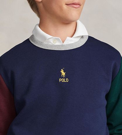 Polo Ralph Lauren Blouse - Navy w. Bordeaux/Dark Green