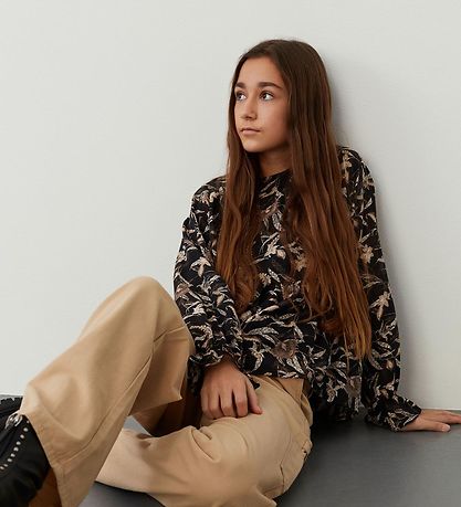 Sofie Schnoor Girls Blouse - Black w. Pattern
