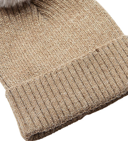 Petit by Sofie Schnoor Beanie - Rib - Knitted - Camel w. Glitter