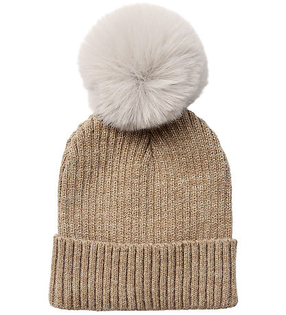 Petit by Sofie Schnoor Beanie - Rib - Knitted - Camel w. Glitter