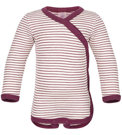 Engel Wrap Bodysuit l/s - Wool/Silk - Natural/Orchid Engel Wrap Bodysuit l/s - Wool/Silk - Natural/Orchid