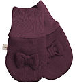 Racing Kids Mittens - Wool/Cotton - Red Grape w. Bow Racing Kids Mittens - Wool/Cotton - Red Grape w. Bow
