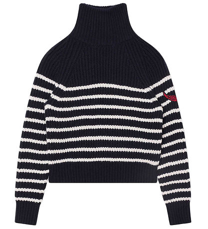 Zadig & Voltaire Genser - Beskåret - Ull - Navy/Hvit Zadig & Voltaire Genser - Beskåret - Ull - Navy/Hvit