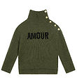 Zadig & Voltaire Blouse - Wool - Green Melange w. Text/Buttons Zadig & Voltaire Blouse - Wool - Green Melange w. Text/Buttons