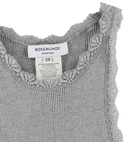 Rosemunde Top - Silk/Cotton - Rib - Light Grey Melange w. Blonde