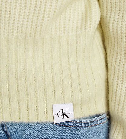 Calvin Klein Blouse - Bijgesneden - Gebreid - Kanarie Green