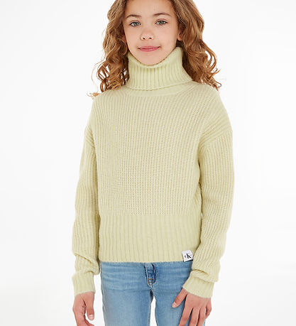 Calvin Klein Blouse - Bijgesneden - Gebreid - Kanarie Green