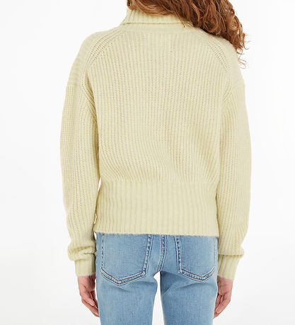 Calvin Klein Blouse - Bijgesneden - Gebreid - Kanarie Green