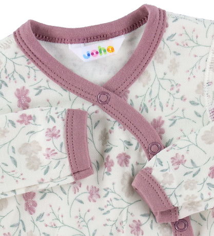 Joha Wrap Bodysuit l/s - Wool/Bamboo - Off White/Rose Joha Wrap Bodysuit l/s - Wool/Bamboo - Off White/Rose