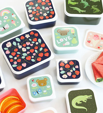 A Little Lovely Company Lunchbox Set - 4 pcs - Crocodiles A Little Lovely Company Lunchbox Set - 4 pcs - Crocodiles