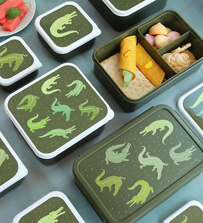 A Little Lovely Company Lunchbox Set - 4 pcs - Crocodiles A Little Lovely Company Lunchbox Set - 4 pcs - Crocodiles