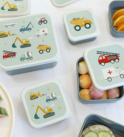 A Little Lovely Company Lunchbox Set - 4 pcs - Vehicles