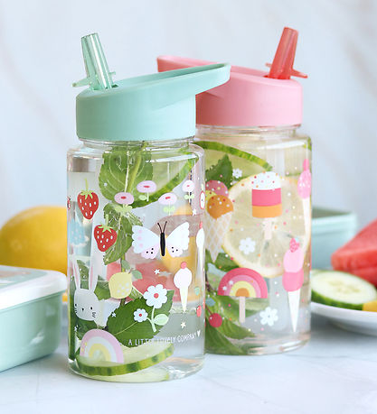 A Little Lovely Company Water Bottle w. Straws - 450 mL - Joy A Little Lovely Company Water Bottle w. Straws - 450 mL - Joy