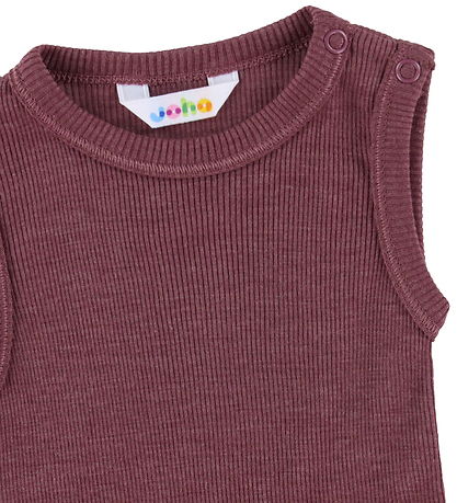 Joha Romper mouwloos - Rib - Wol/Zijde - Bordeaux