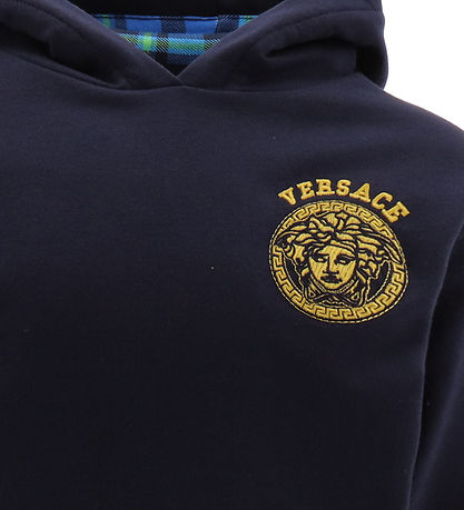 Versace Hoodie - Navy w. Gold/Blue Check