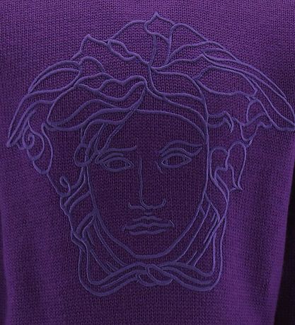 Versace Genser - Ull - Lilla m. Logo