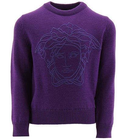Versace Genser - Ull - Lilla m. Logo
