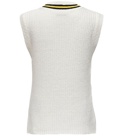 Kids Only Waistcoat - Knitted - KogFia College - Cloud Dancer/Bl Kids Only Waistcoat - Knitted - KogFia College - Cloud Dancer/Bl