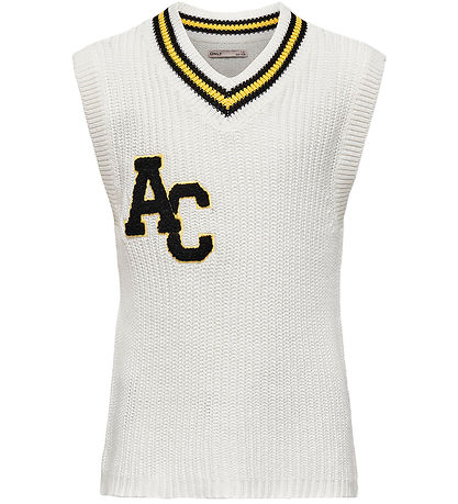 Kids Only Waistcoat - Knitted - KogFia College - Cloud Dancer/Bl Kids Only Waistcoat - Knitted - KogFia College - Cloud Dancer/Bl