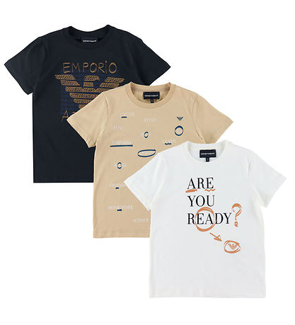 Emporio Armani T-shirts - 3er-Pack - Weiß/Sand/Schwarz Emporio Armani T-shirts - 3er-Pack - Weiß/Sand/Schwarz