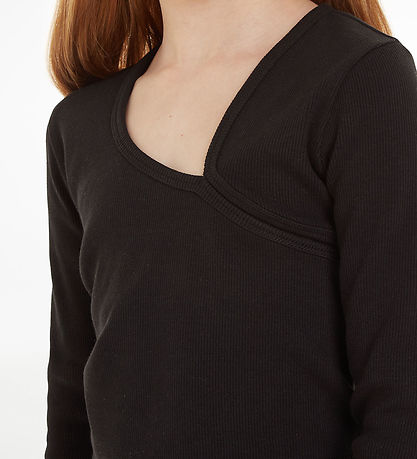 Calvin Klein Blouse - Cropped - Rib - Black
