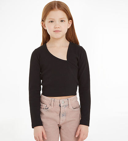 Calvin Klein Blouse - Cropped - Rib - Black