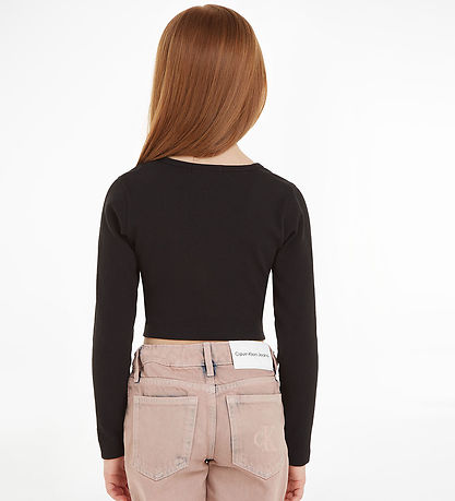 Calvin Klein Blouse - Cropped - Rib - Black