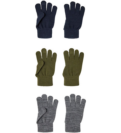 Name It Gloves - Noos - NknMagic - 3-Pack - Olive Night/Grey Me