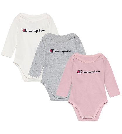 Champion Bodysuit l/s - 3-Pack - Dusty Rose/Grey Melange/White Champion Bodysuit l/s - 3-Pack - Dusty Rose/Grey Melange/White
