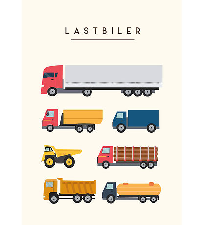 Poster Citatplakat - Affiche pour enfants - Camions - A3 Poster Citatplakat - Affiche pour enfants - Camions - A3