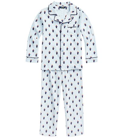 Polo Ralph Lauren Pyjama Set - White/Light Blue Striped w. Soft 