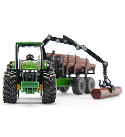Siku Tractor w. Forestry trailer - John Deere 8430 - 1:50 - Gree
