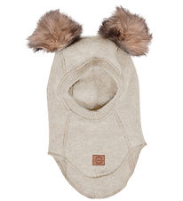Mikk-Line Balaclava - Wool - Melange Offwhite w. Pom-Pom Mikk-Line Balaclava - Wool - Melange Offwhite w. Pom-Pom