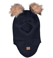 Mikk-Line Balaclava - Wool - Blue Nights w. Pom-Pom Mikk-Line Balaclava - Wool - Blue Nights w. Pom-Pom