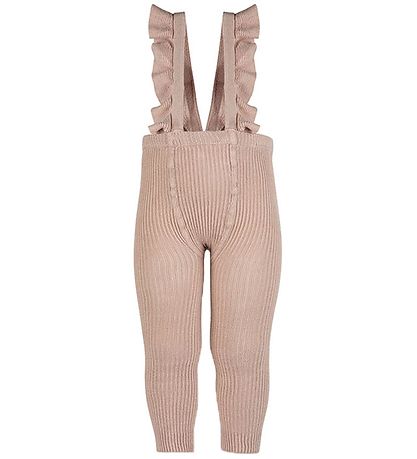 Condor Leggings m. Träger - Strick - Rib - Rosa Empo