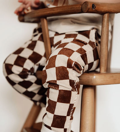 Monsieur Mini Corduroy Trousers - Check Offwhite/Ginger