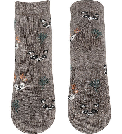 Melton Socks w. Anti-Slip - Forest - Denver Melange