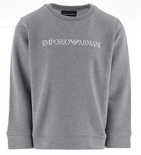 Emporio Armani Sweatshirt - Grey Melange w. White Emporio Armani Sweatshirt - Grey Melange w. White