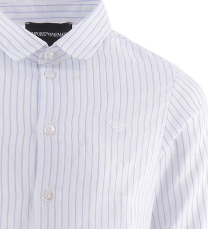 Emporio Armani Hemd - Weiß/Blau Gestreift Emporio Armani Hemd - Weiß/Blau Gestreift