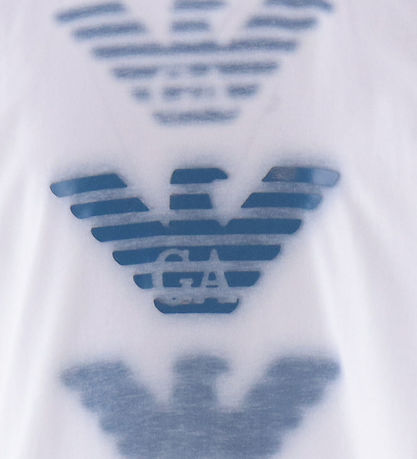 Emporio Armani T-Shirt - Weiß m. Blau Emporio Armani T-Shirt - Weiß m. Blau