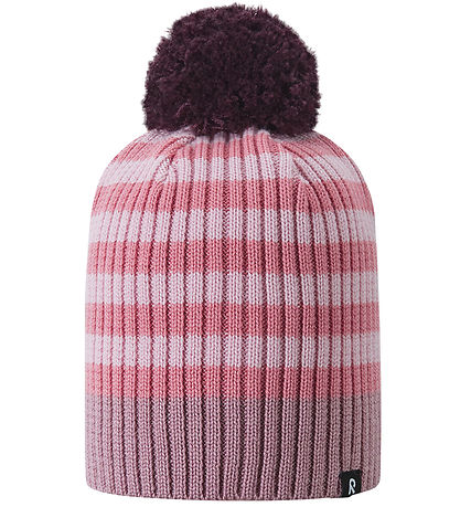 Reima Beanie - Wool/Acrylic - Tipla - Grey Pink w. Stripes